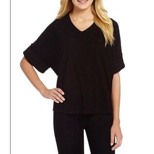 New N by Natori NVious MED Terry Pullover Top V Neck XC5002A Navy 92682